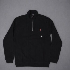 Polo Ralph Lauren Black Zip-Up Sweater with Red Logo